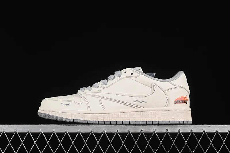 All Categories Air Jordan Jordan Series Basketball Shoes Air Jordan 1 Low High-end Customized Low-top Shoes Travis Scott x Fragment Design x Air Jordan 1 Low OG SP AJ1 Stussi Joint Rice Gray Flame Low-top Cultural Casual Shoes ZH2598-228